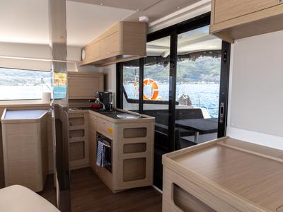 Galley of Vanessa, a Lagoon 42 catamaran at Eden Island Marina, Seychelles