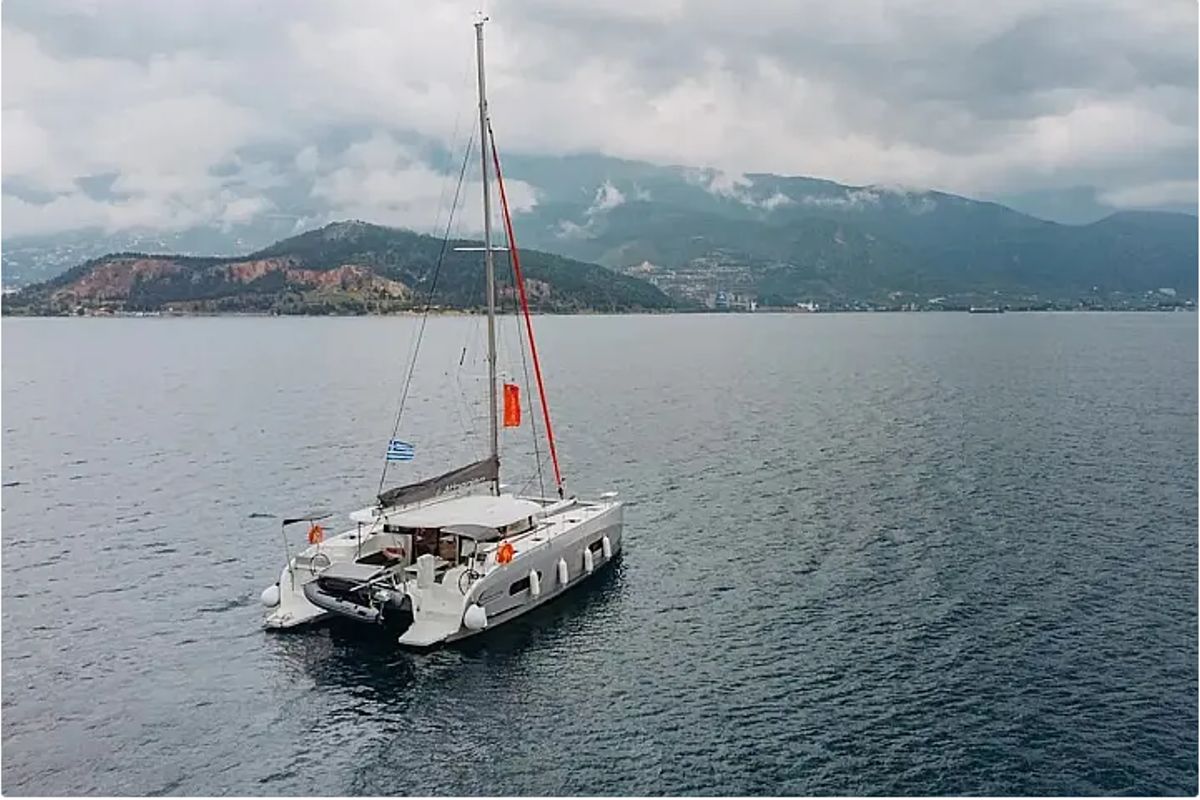Exterior view of Lydia, a Excess 11 catamaran at Municipal Unit of Lefkada, Greece