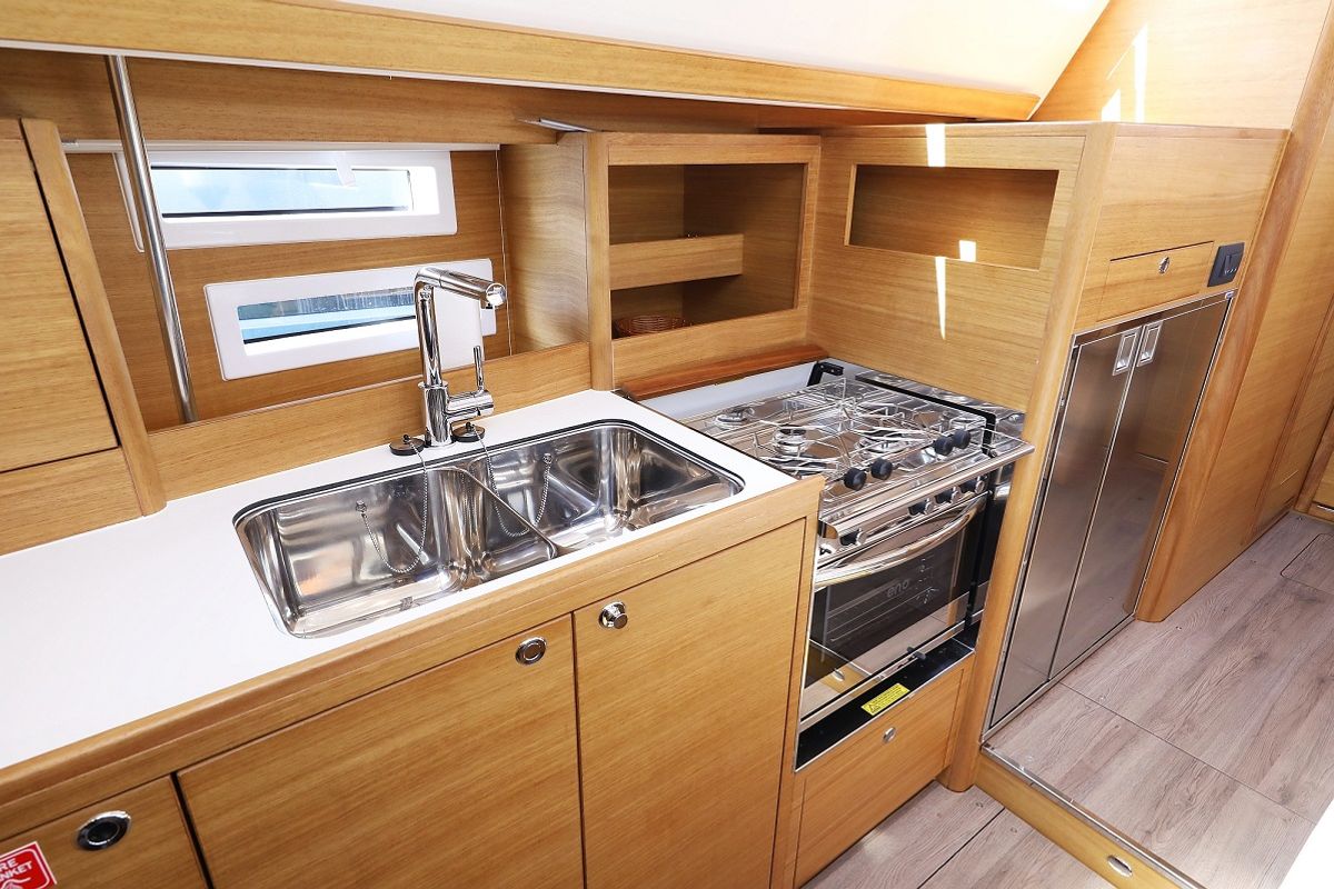 Galley of Jackpot, a Elan Impression 45.1 sailboat at Grad Biograd na Moru, Croatia