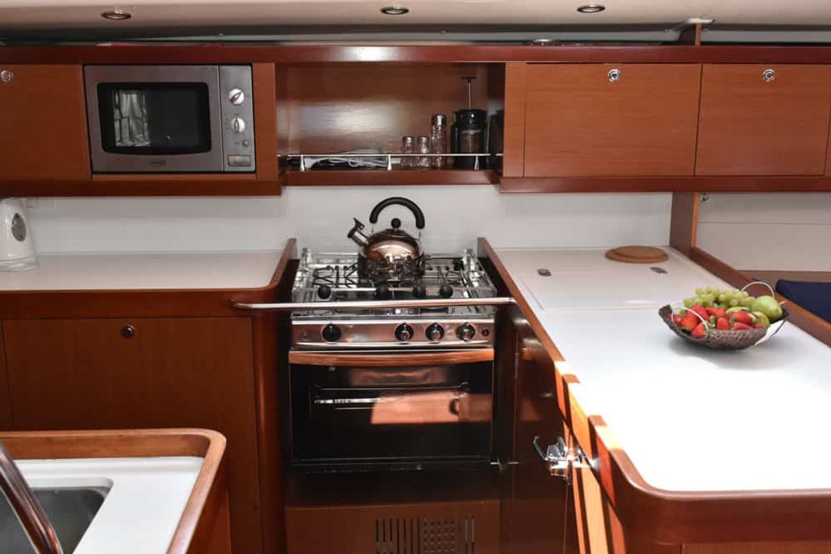 Galley of Angelina, a Beneteau Oceanis 54 sailboat at Volos Municipality, Greece