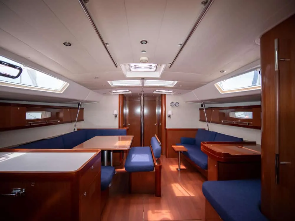 Salon of Angelina, a Beneteau Oceanis 54 sailboat at Volos Municipality, Greece