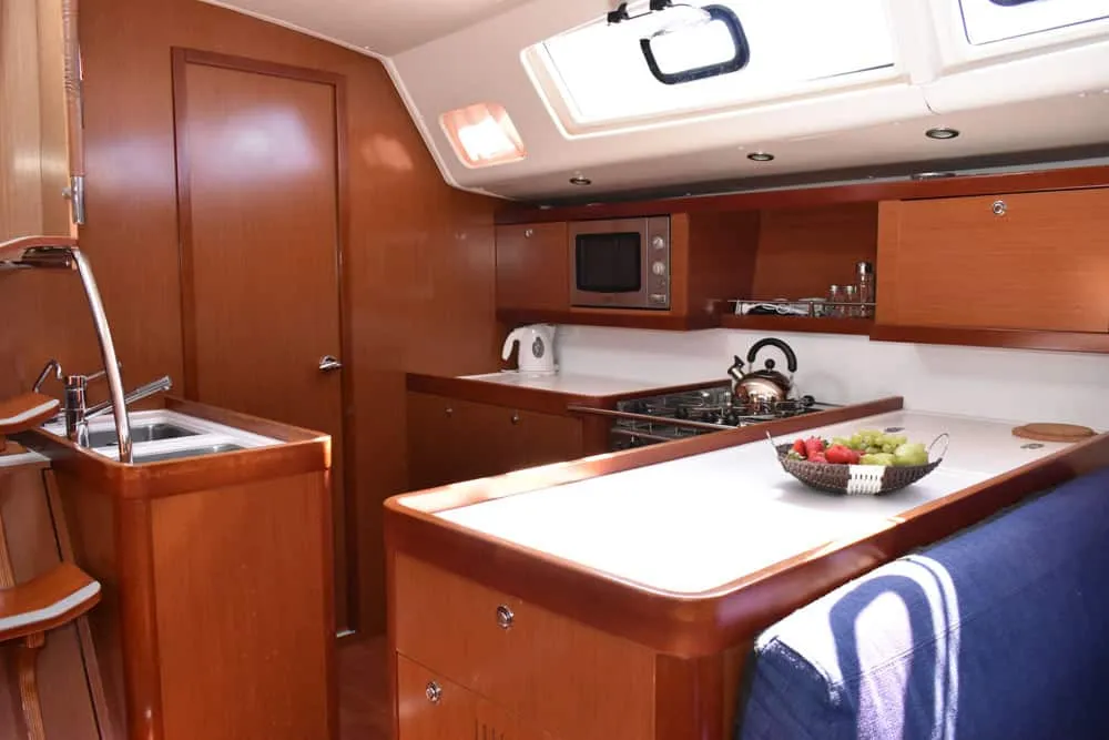 Galley of Angelina, a Beneteau Oceanis 54 sailboat at Volos Municipality, Greece