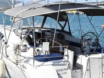 Cockpit of Angelina, a Beneteau Oceanis 54 sailboat at Volos Municipality, Greece