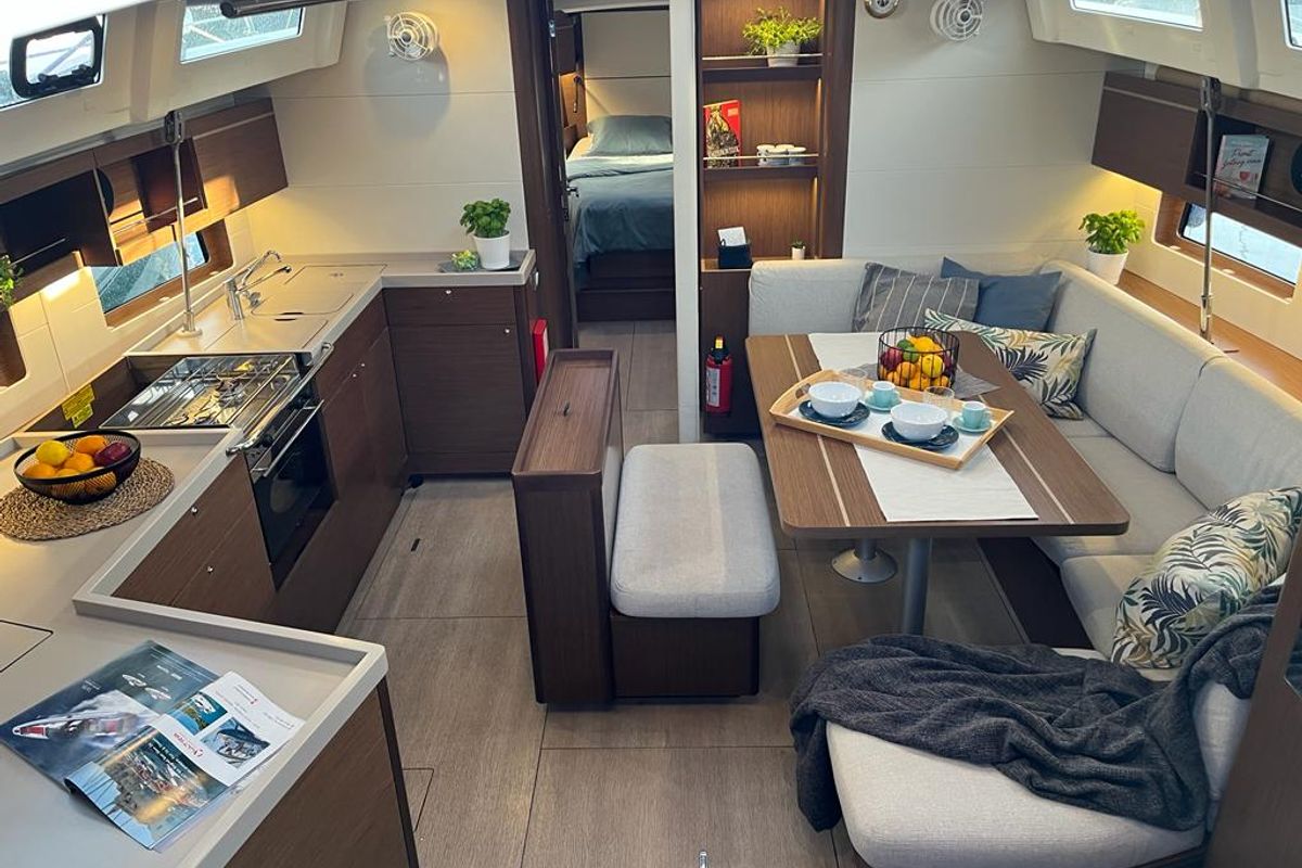 Salon of Nauti Buoy, a Beneteau Oceanis 46.1 sailboat at Split, Croatia