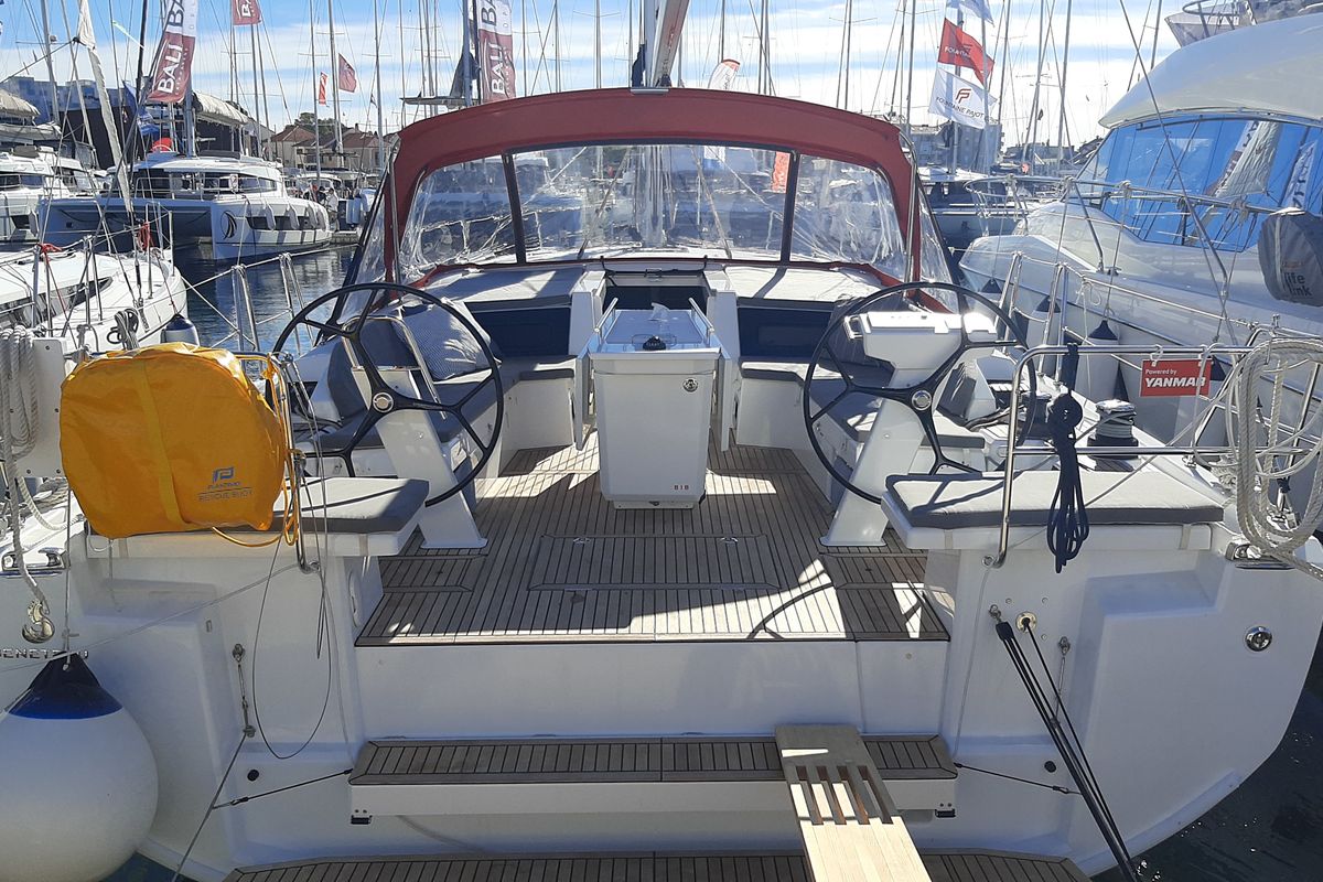 Cockpit of Nauti Buoy, a Beneteau Oceanis 46.1 sailboat at Split, Croatia