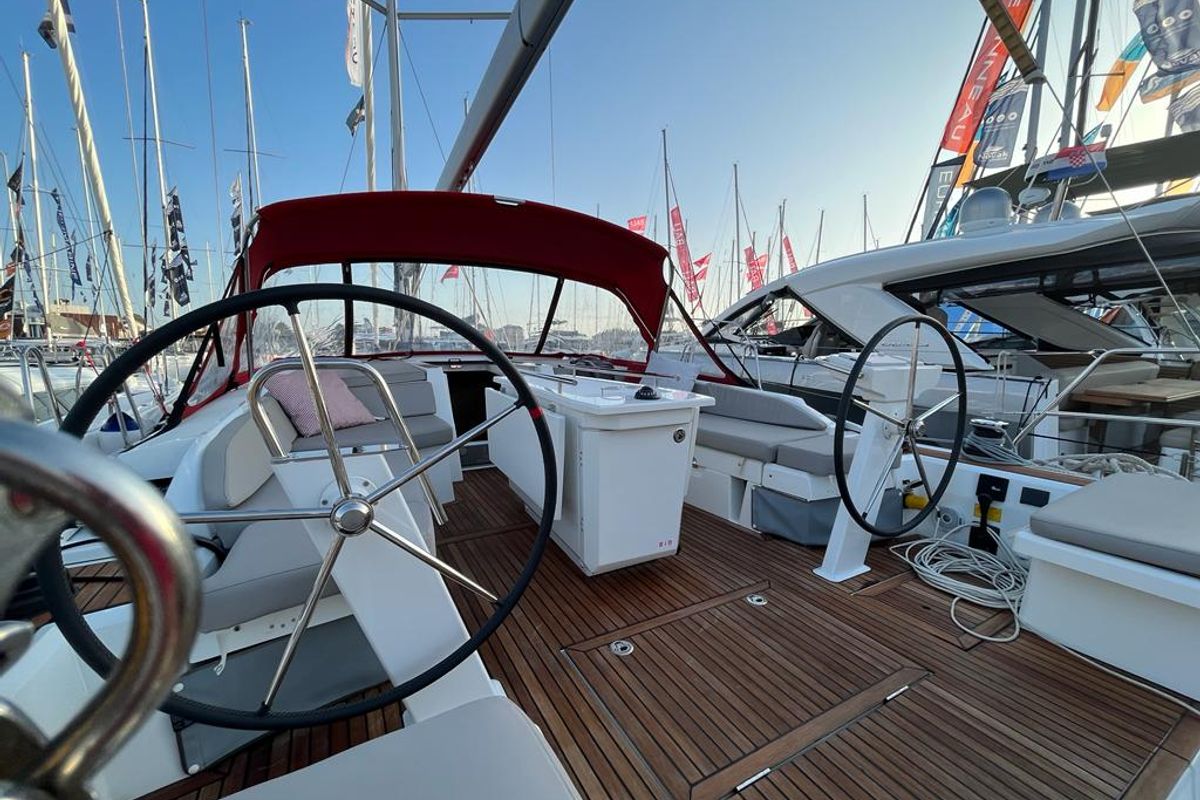 Cockpit of Nauti Buoy, a Beneteau Oceanis 46.1 sailboat at Split, Croatia