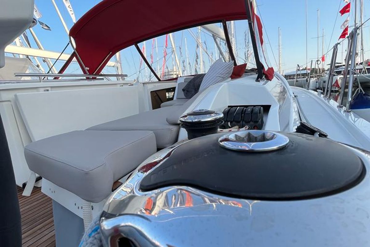 Deck of Nauti Buoy, a Beneteau Oceanis 46.1 sailboat at Split, Croatia