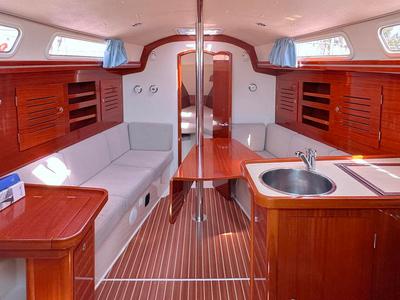 Salon of Mizar, a Hanse Yachts Hanse 315 sailboat at Barth, Germany