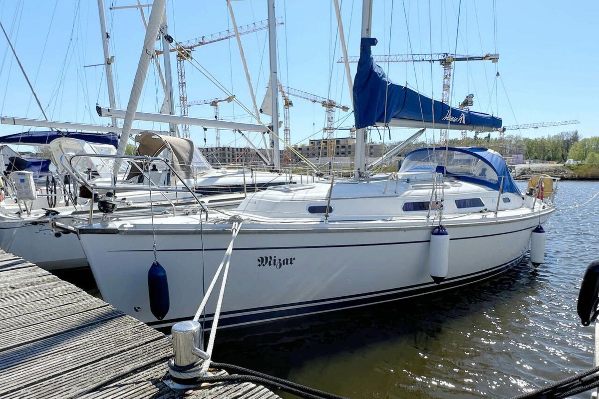 Exterior view of Mizar, a Hanse Yachts Hanse 315 sailboat at Barth, Germany