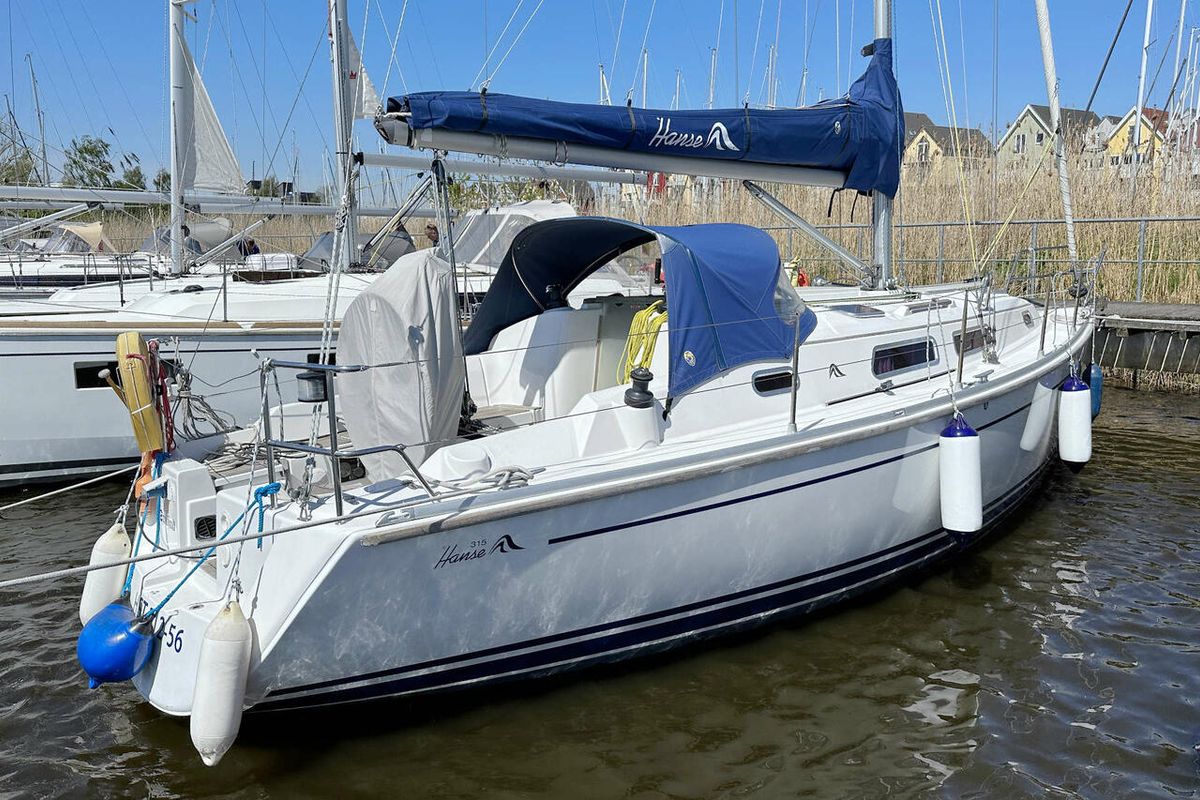 Exterior view of Mizar, a Hanse Yachts Hanse 315 sailboat at Barth, Germany