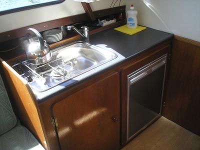 Galley of Roosje, a Gulet Doerak 780 motorboat at Woudsend, Netherlands