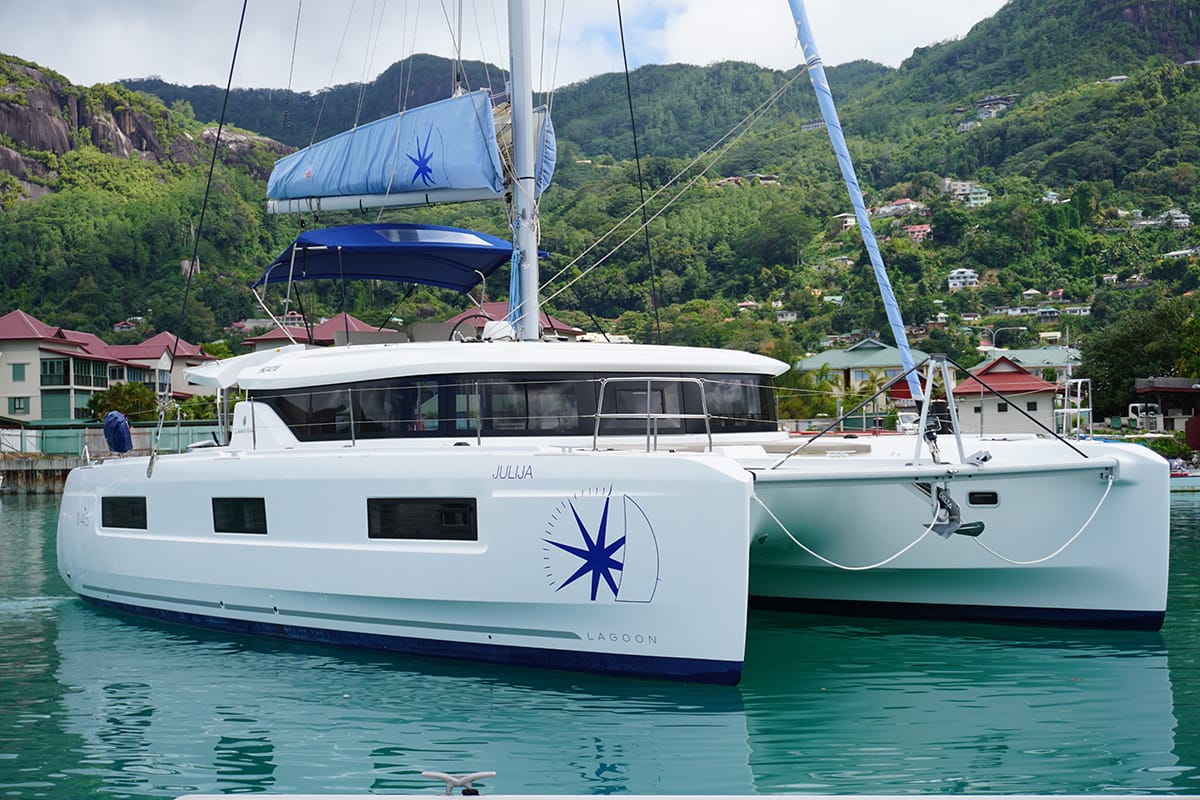 Exterior view of PRINCESS JULIJA, a Lagoon 46 catamaran at Seychelles, Eden Island Marina, Seychelles