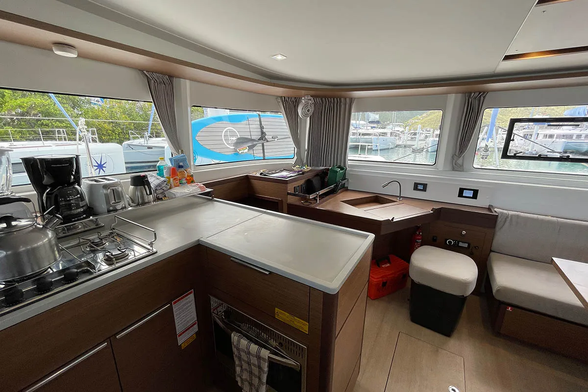 Salon of PRINCESS JULIJA, a Lagoon 46 catamaran at Seychelles, Eden Island Marina, Seychelles