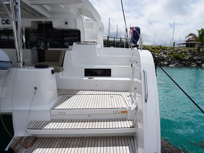 Deck of PRINCESS JULIJA, a Lagoon 46 catamaran at Seychelles, Eden Island Marina, Seychelles