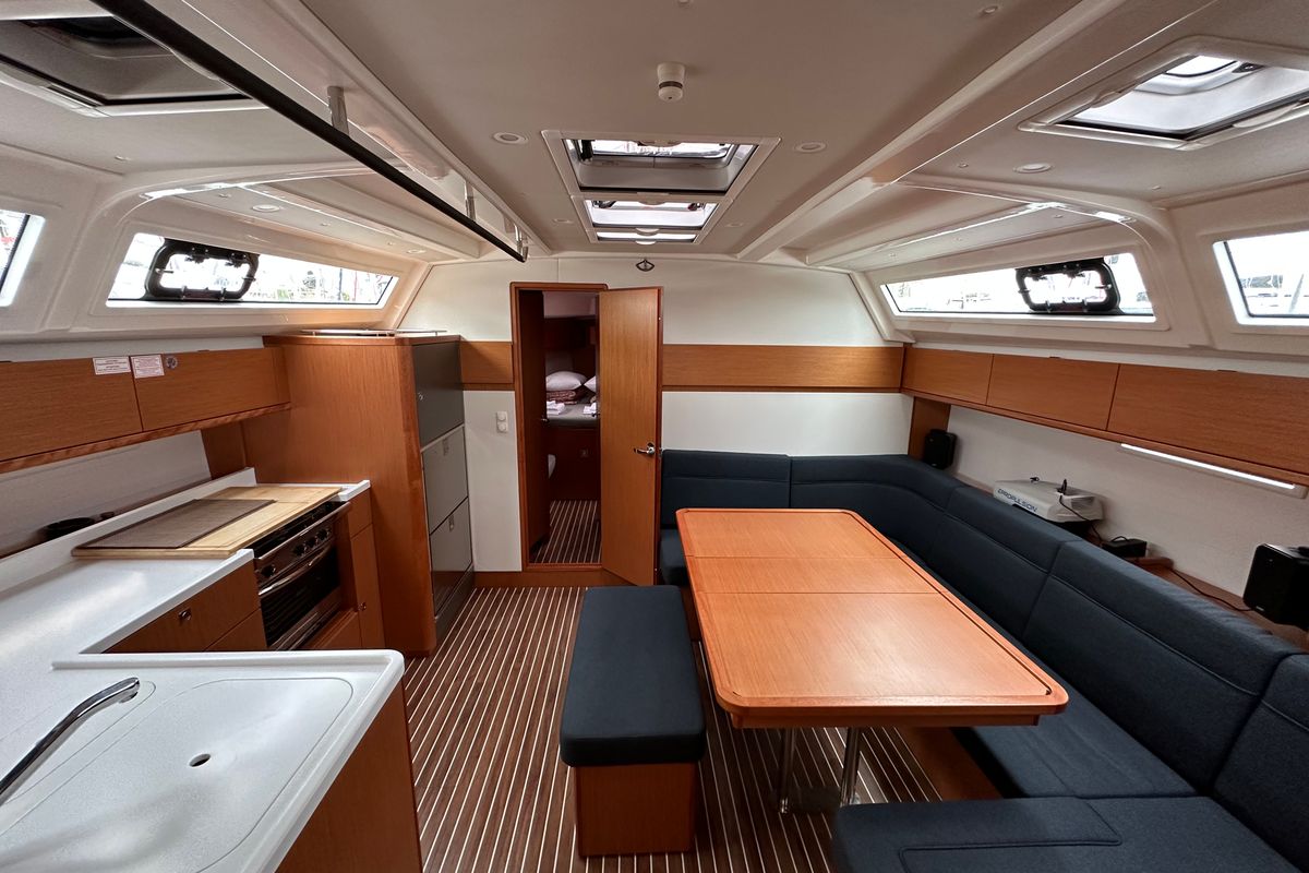 Salon of Meliti, a Bavaria Cruiser 46 Style sailboat at Athens, Greece