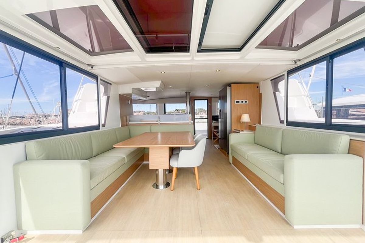 Salon of Queen Mary, a Bali 4.6 - 4 cab. OW catamaran at Hyères, France