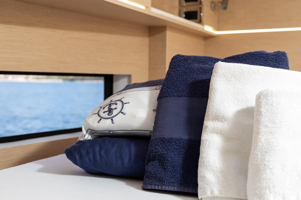 Cabin on Alba, a Cervetti 44 catamaran at Primošten, Croatia