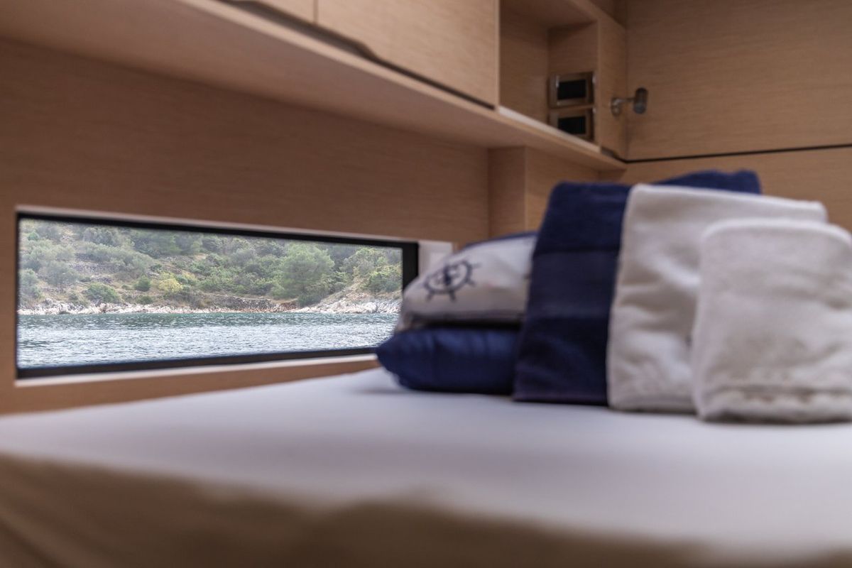Cabin on Alba, a Cervetti 44 catamaran at Primošten, Croatia