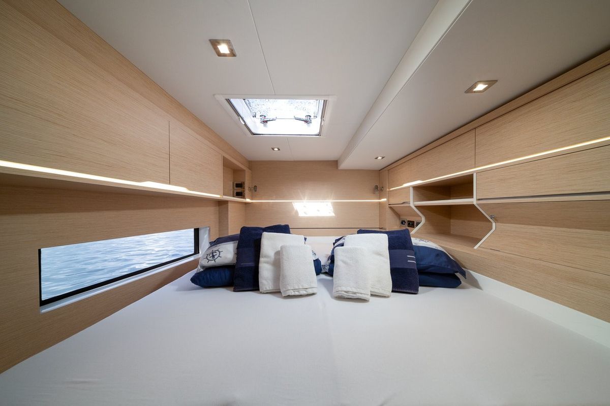 Cabin on Alba, a Cervetti 44 catamaran at Primošten, Croatia