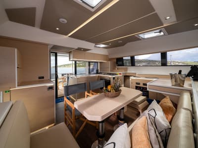 Salon of Alba, a Cervetti 44 catamaran at Primošten, Croatia