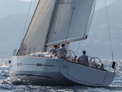 Exterior view of Odysseas, a Dufour 460 GL sailboat at Sithonia Municipal Unit, Greece