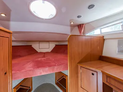 Cabin on E400-22, a Pénichette Europa E.400 motorboat at Fürstenberg/Havel, Germany