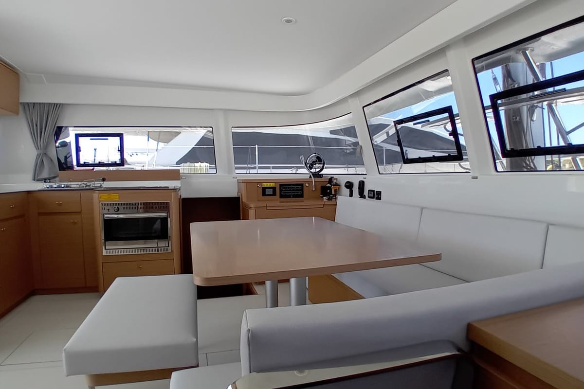 Salon of La Vita e Bella, a Excess 14 catamaran at Municipal Unit of Rhodes, Greece
