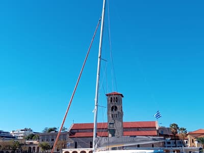 Exterior view of La Vita e Bella, a Excess 14 catamaran at Municipal Unit of Rhodes, Greece