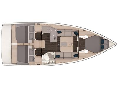 Floor plan of Jojo, a Dufour 37 sailboat at Capo d'Orlando, Italy
