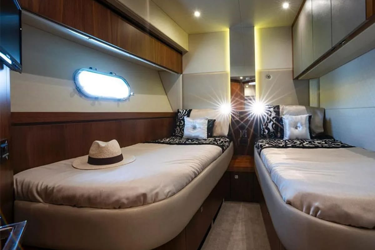 Cabin on Goldeneye, a Sunseeker International Sunseeker Manhattan 73 yacht at Grad Šibenik, Croatia
