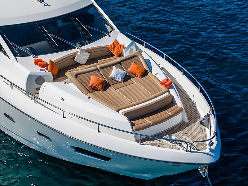 Deck of Goldeneye, a Sunseeker International Sunseeker Manhattan 73 yacht at Grad Šibenik, Croatia