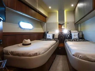 Cabin on Goldeneye, a Sunseeker International Sunseeker Manhattan 73 yacht at Grad Šibenik, Croatia