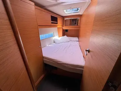 Cabin on Bedda Matri, a Dufour 470 sailboat at Palermo, Italy