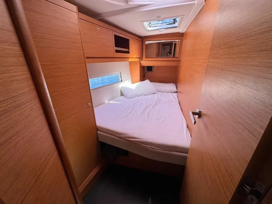 Cabin on Bedda Matri, a Dufour 470 sailboat at Palermo, Italy