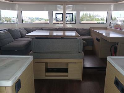 Salon of No Surrender, a Lagoon 51 catamaran at Central Abaco, Bahamas