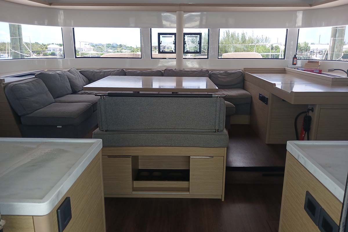 Salon of No Surrender, a Lagoon 51 catamaran at Central Abaco, Bahamas