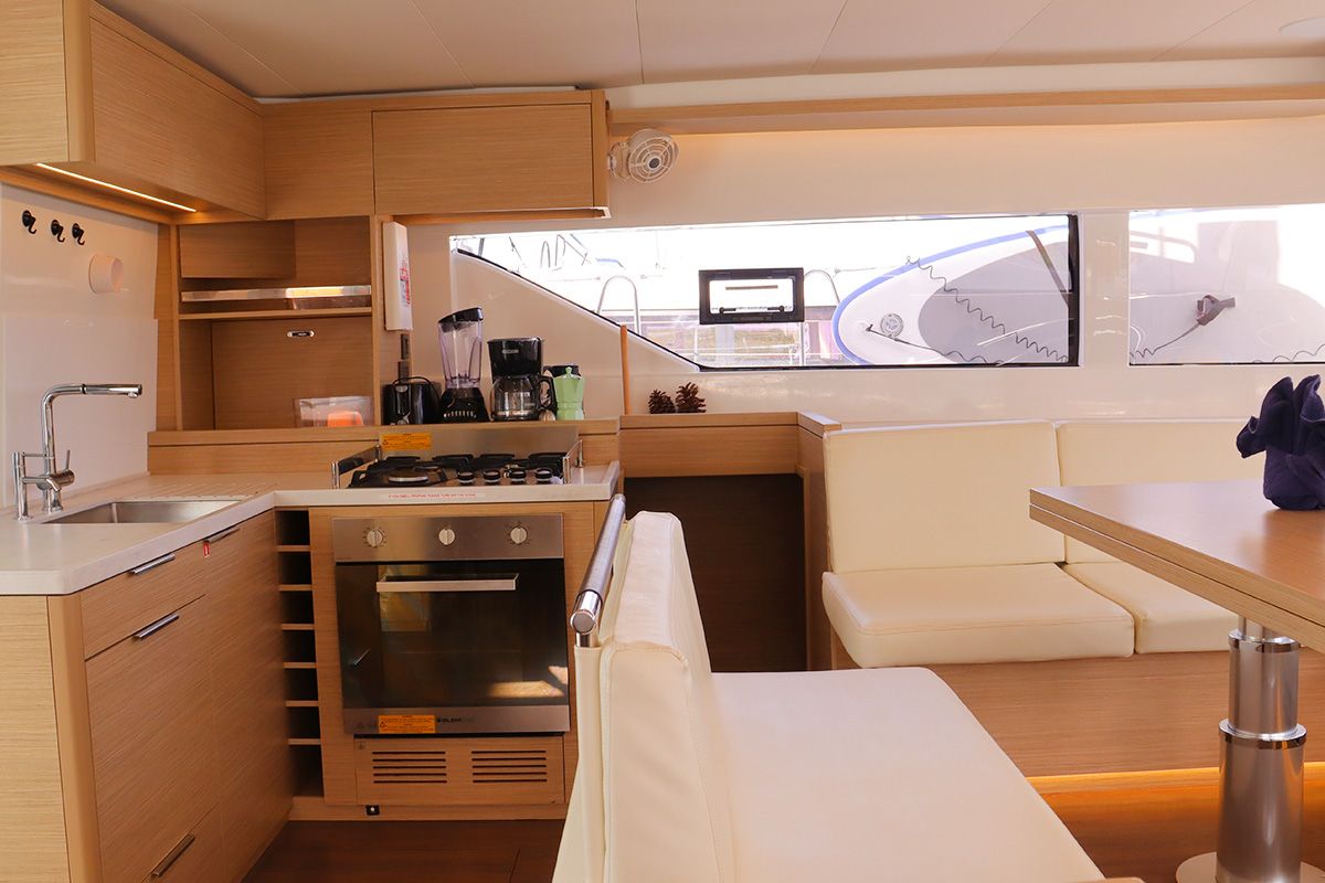 Galley of No Surrender, a Lagoon 51 catamaran at Central Abaco, Bahamas