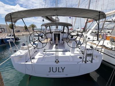 Cockpit of July, a Beneteau First 36 sailboat at Grad Biograd na Moru, Croatia