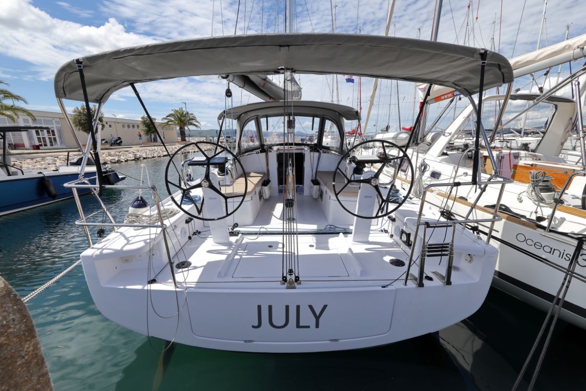 Cockpit of July, a Beneteau First 36 sailboat at Grad Biograd na Moru, Croatia