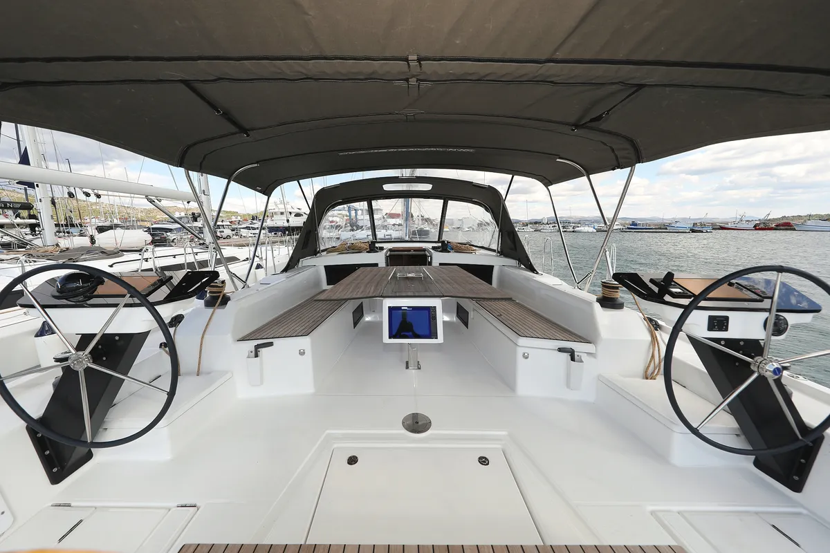 Cockpit of Dance, a Dufour 470 sailboat at Punat, Croatia