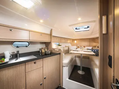 Galley of Palma, a Bavaria S29+ motorboat at Grad Biograd na Moru, Croatia