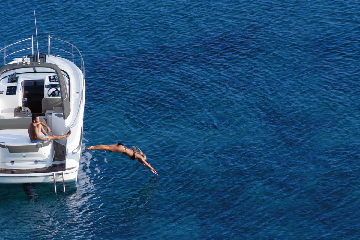 Exterior view of Palma, a Bavaria S29+ motorboat at Grad Biograd na Moru, Croatia