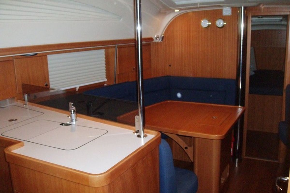 Galley of Artemis, a Elan 384 Impression sailboat at Kos, Greece