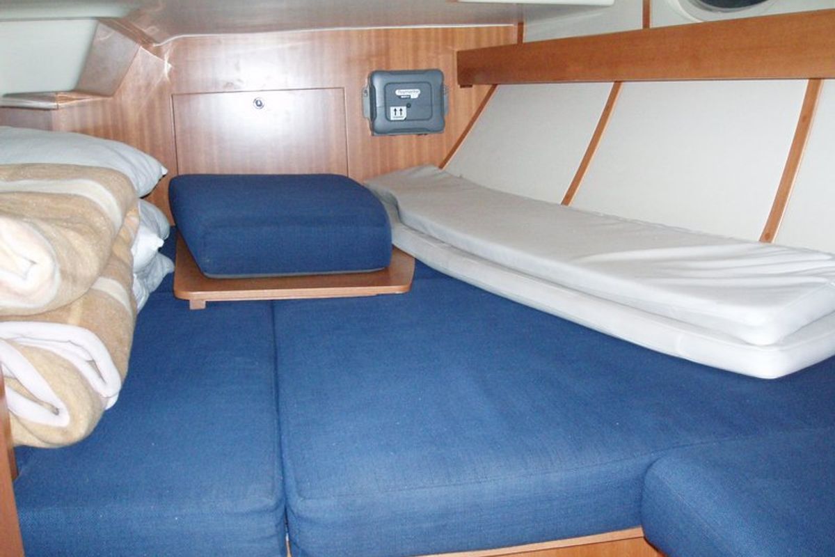 Cabin on Artemis, a Elan 384 Impression sailboat at Kos, Greece