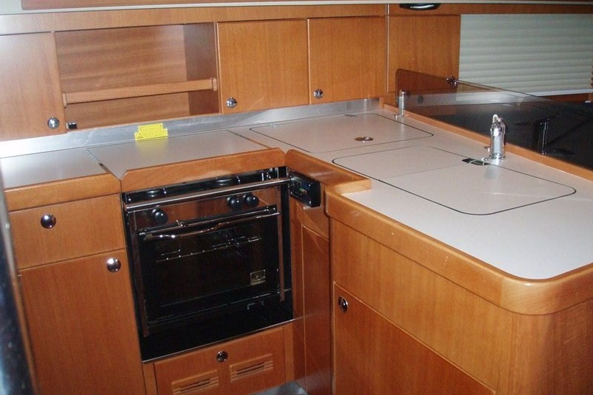 Galley of Artemis, a Elan 384 Impression sailboat at Kos, Greece