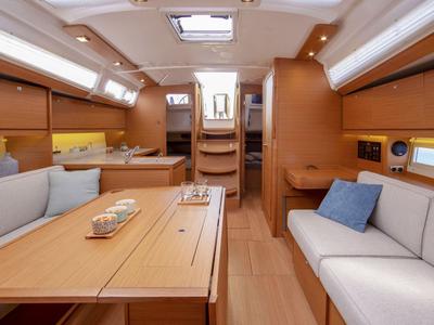 Salon of Alma Libre IX, a Dufour 390 Grand Large sailboat at Municipal Unit of Lefkada, Greece