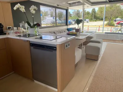 Galley of KOS 58.CAT, a Bali 5.8 catamaran at Athens, Greece