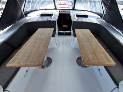 Deck of Charles, a Hanse Yachts Hanse 508 sailboat at Lavreotiki Municipal Unit, Greece