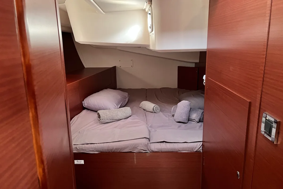 Cabin on Charles, a Hanse Yachts Hanse 508 sailboat at Lavreotiki Municipal Unit, Greece