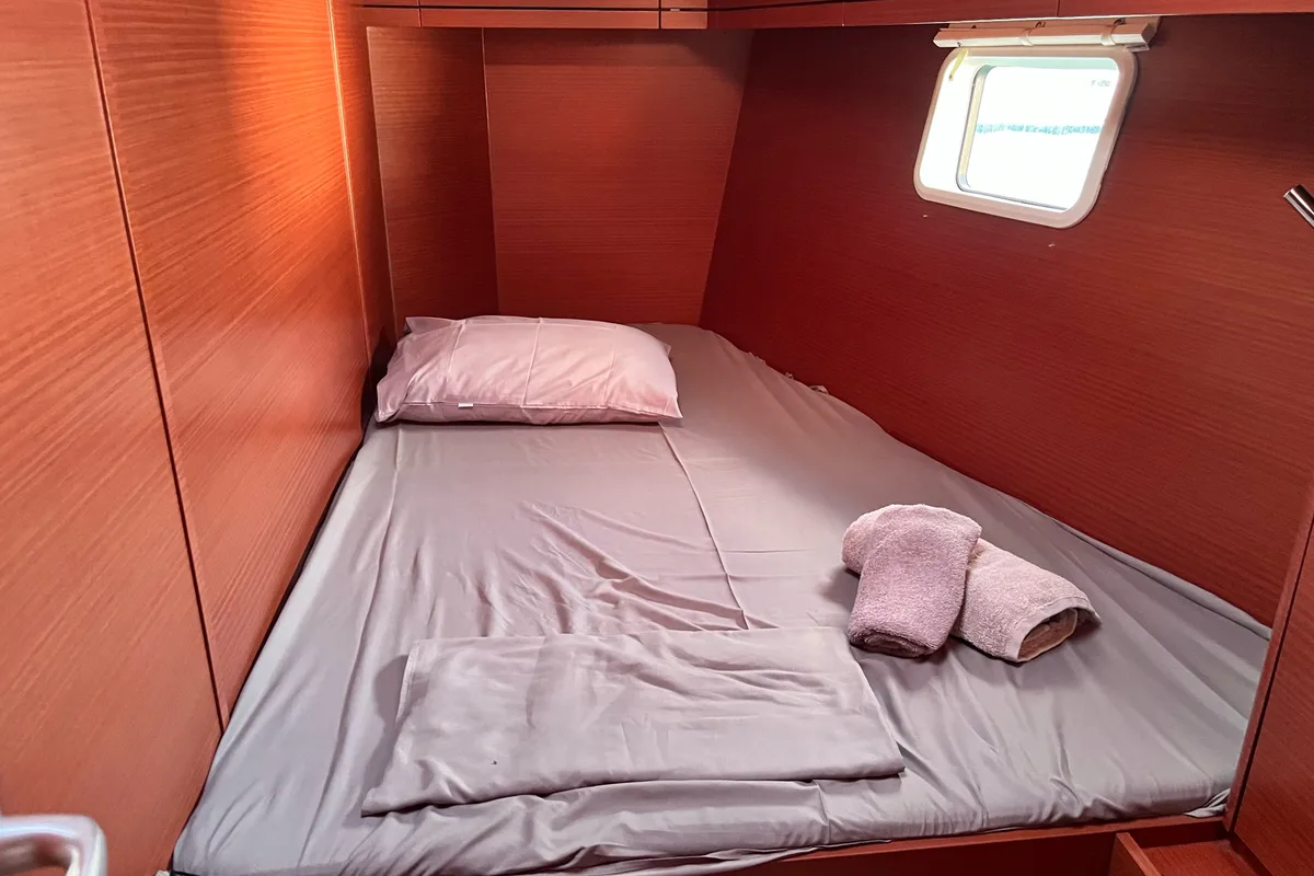 Cabin on Charles, a Hanse Yachts Hanse 508 sailboat at Lavreotiki Municipal Unit, Greece